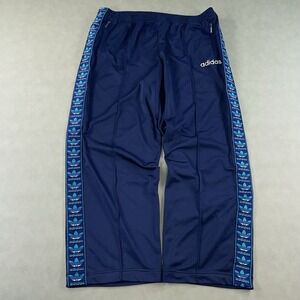 Vintage Adidas Track Pants Mens Large Blue Baggy Wide Leg Trefoil 3 Stripe 90s